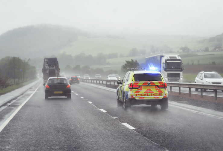 UK police car on motorway