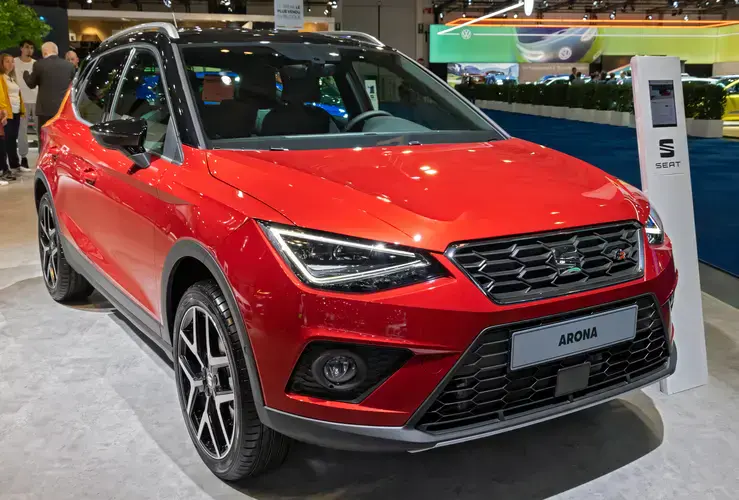 SEAT Arona showcased at a motor show