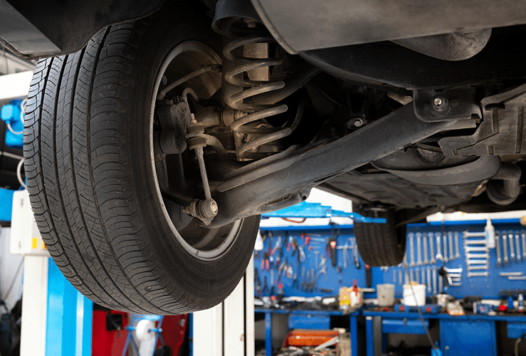 The underneath of a car