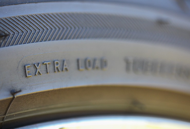 Tyre sidewall showing 'extra load'