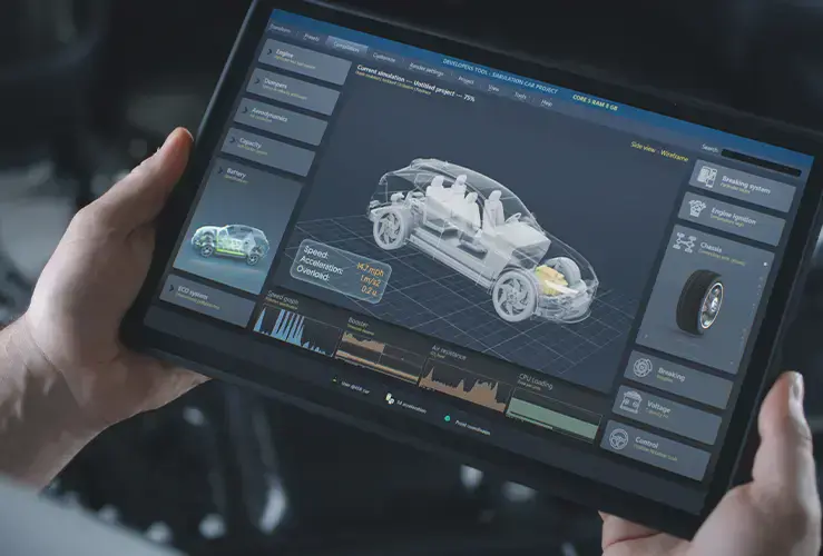 A vehicle diagnostic check being performed