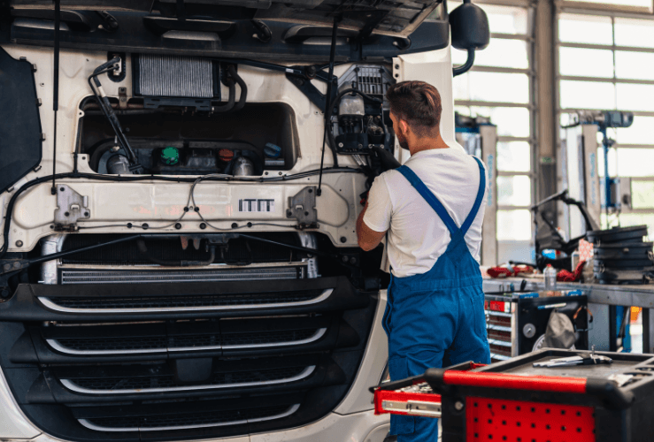 Garage repairs on business fleet truck